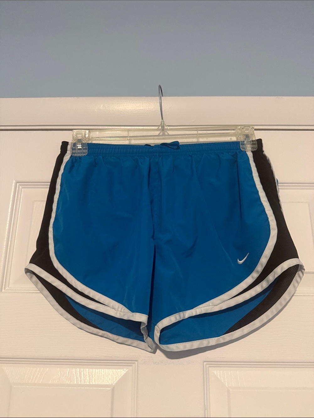 Nike Women's Blue Athletic Shorts with Black and White Accents - Picture 1 of 7